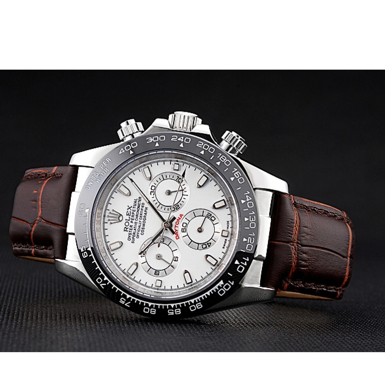 Rolex copies cheap Case Daytona Leather Stainless Steel Bracelet Brown 622631 White Dial Rolex Cosmograph 0816